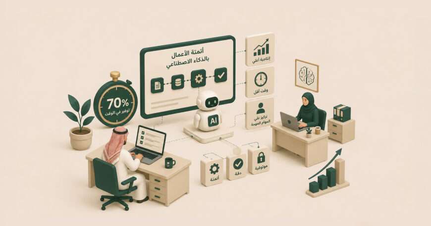 أتمتة الأعمال بالذكاء الاصطناعي: كيف توفر 70% من وقت موظفيك